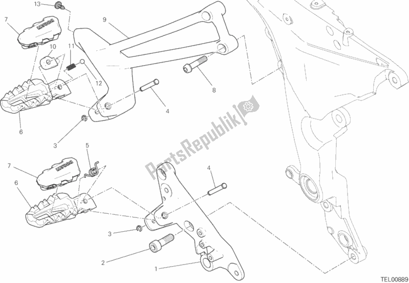 Toutes les pièces pour le Repose-pieds Droit du Ducati Multistrada 1200 S Pikes Peak Thailand 2017